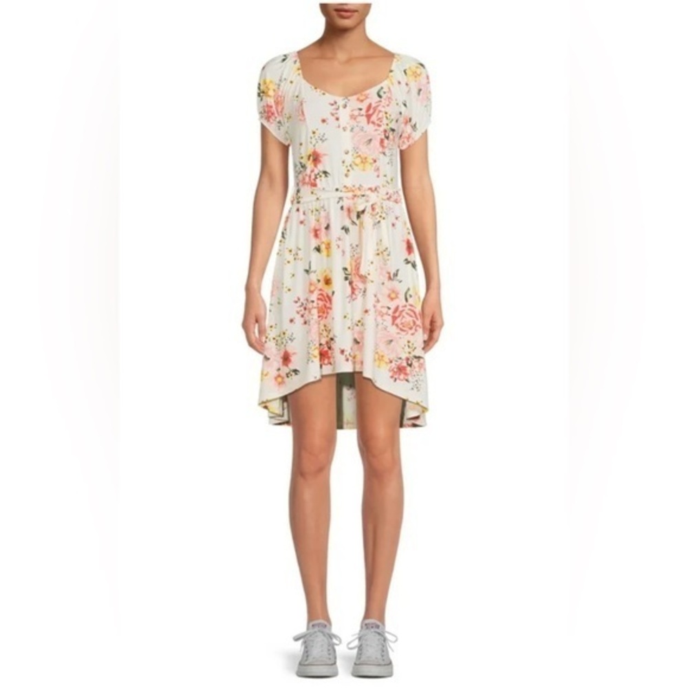 No Boundaries cottagecore Cream High-Low Ruffled Sundress NWT